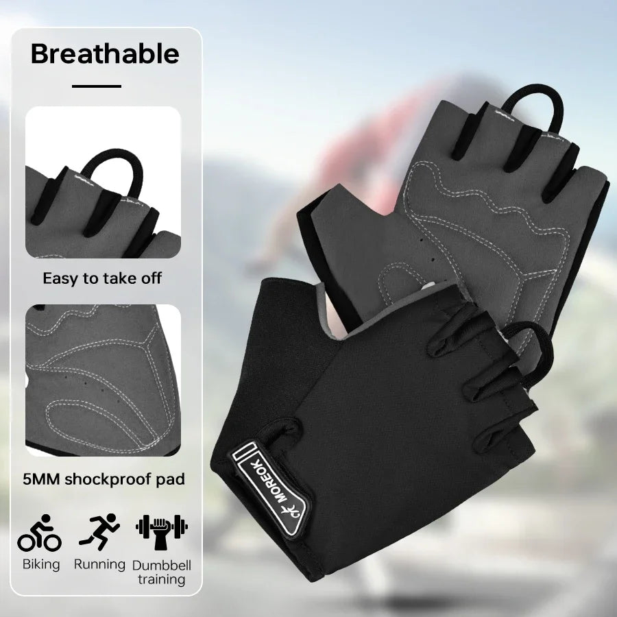 Stoßdämpfende Fahrradhandschuhe Halb Finger mit Gelpolster rutschfest