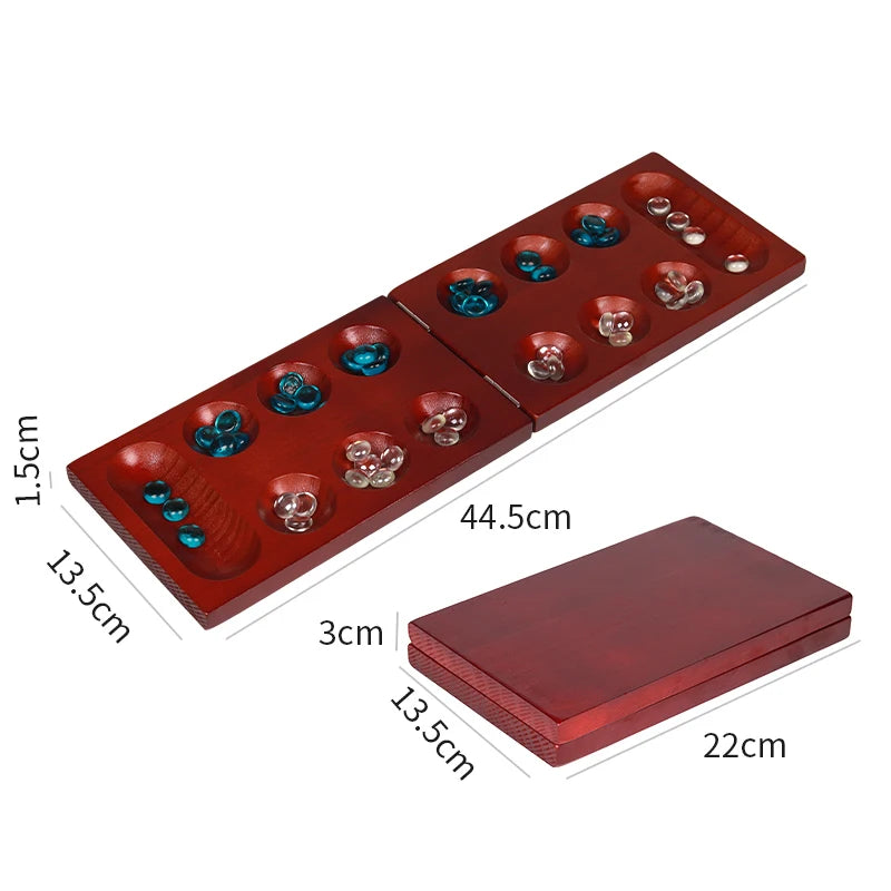 Faltbares Mancala Brettspiel aus Holz für Kinder und Erwachsene