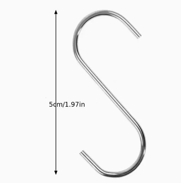 10er Set stabile Edelstahl S-Haken mit kratzfesten Kappen verstellbar