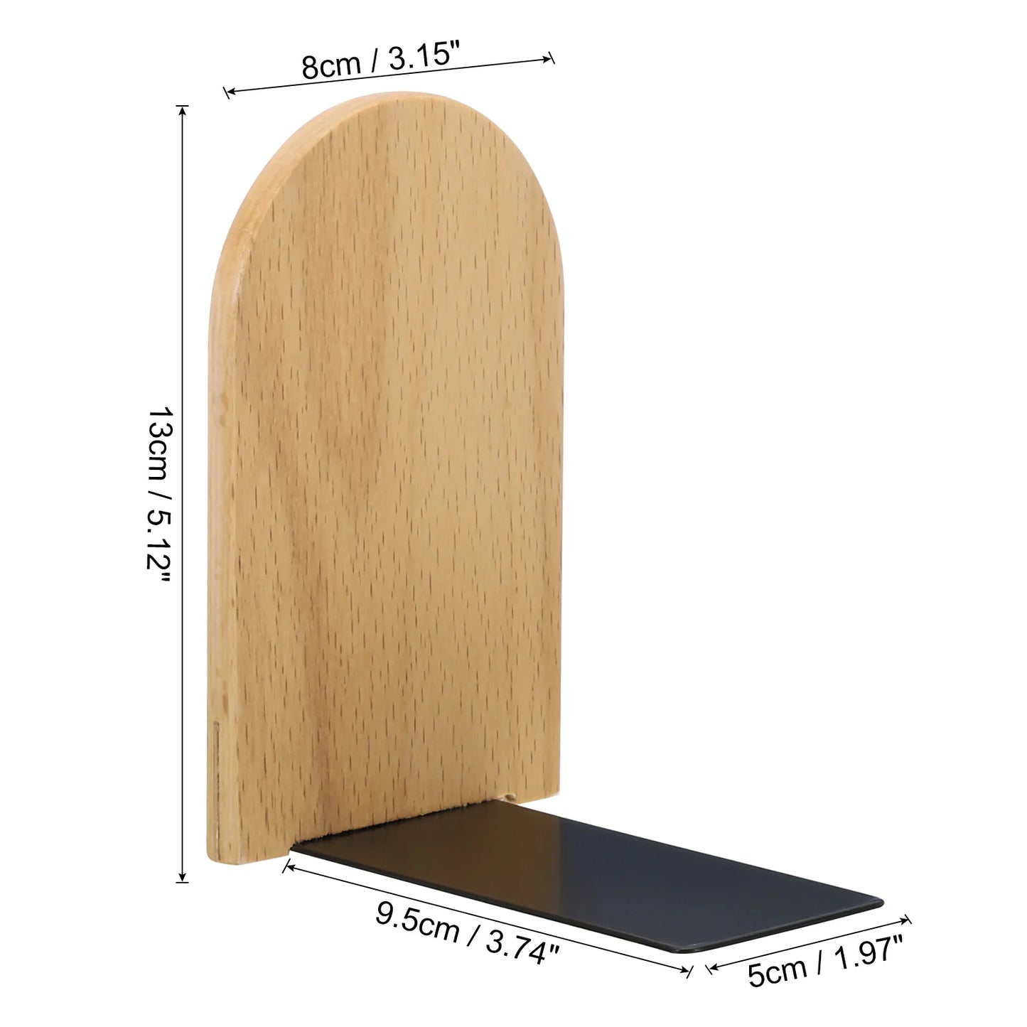 2 Stück Holz Buchstützen mit Metallbasis Organizer Büro Regal Halter