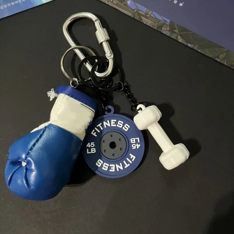 3D Mini Boxhandschuhe Schlüsselanhänger mit Karabiner und Schloss Dekor