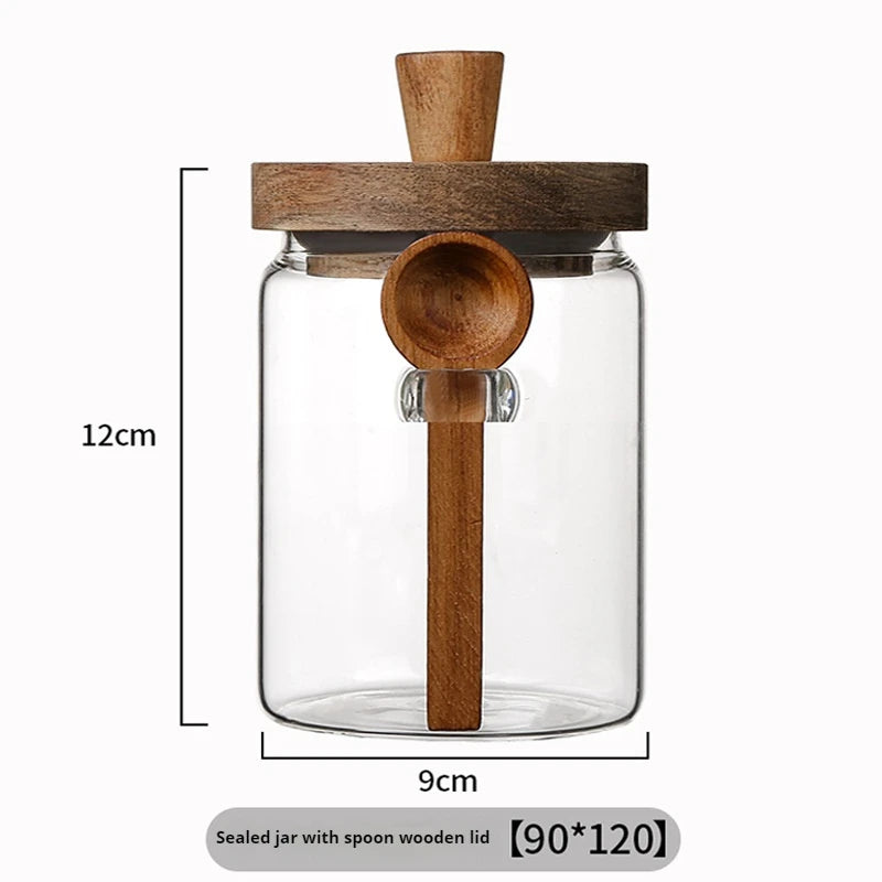 Luftdichte Vorratsgläser mit Holzdeckel - Löffel – stilvoll, praktisch 400–900 ml
