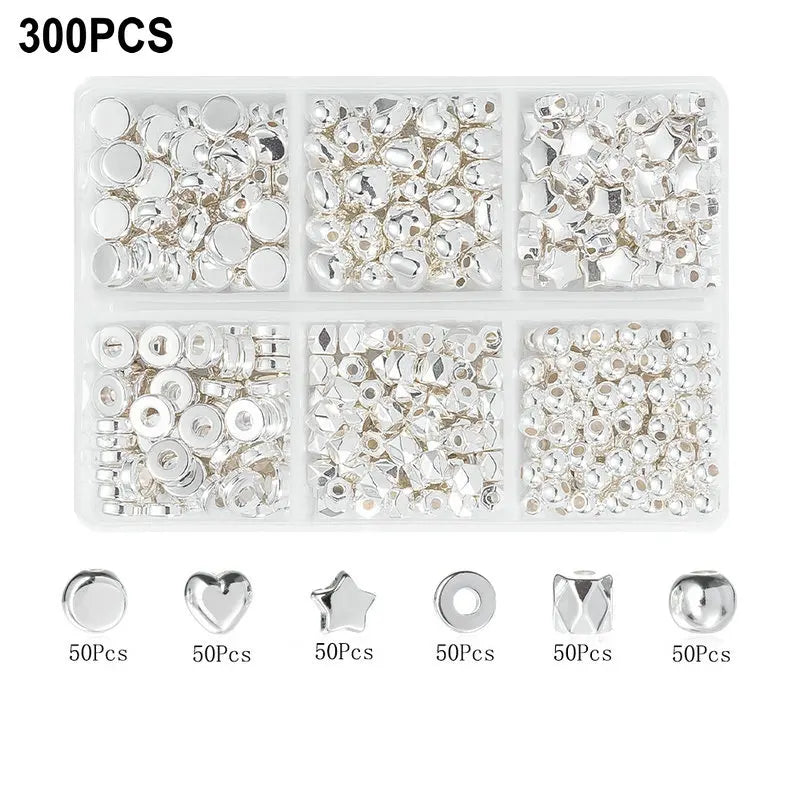 4 Farben CCB Spacer Perlen Kit mit 6 Stilen für Schmuck DIY Handwerk