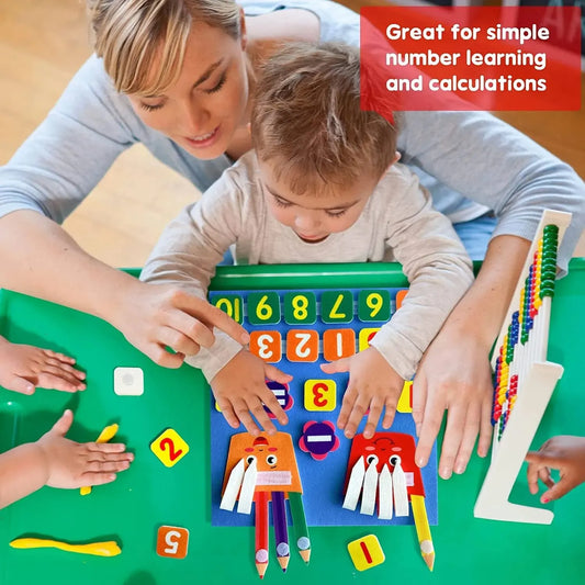Spielerisch Mathe Lernen: Pädagogisches Filz Lernbrett 30x28,7 cm für Kinder