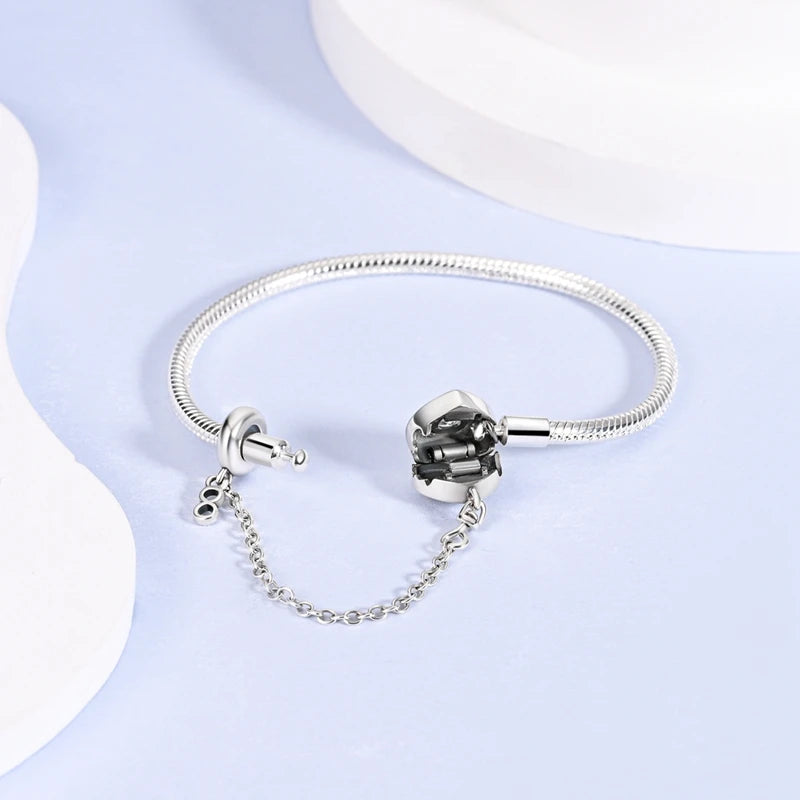 Armband Silber 925 mit Stern Mond Sonne und Grünem Zirkon Charm