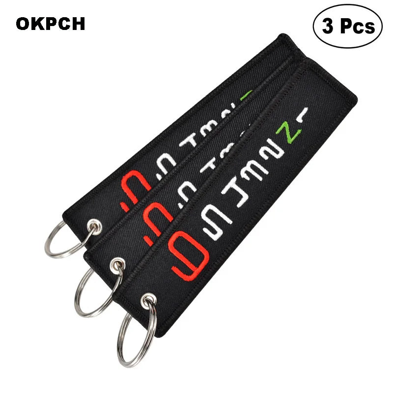 3-teiliges Schlüsselanhänger Set Bestickte Metallanhänger für Autos Motorräder