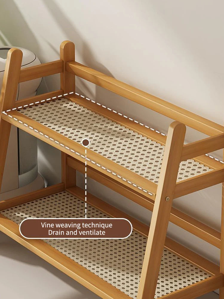 Praktisches 2-lagiges Bambus-Regal für vielseitige Aufbewahrung