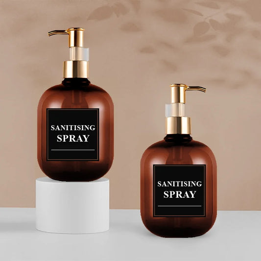 2er Set bernsteinfarbene Seifenspender für Shampoo Lotion Bad Kosmetik
