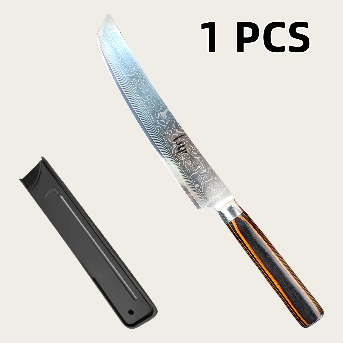 Damaststahl Kochmesser mit scharfer Klinge und ergonomischem Holzgriff