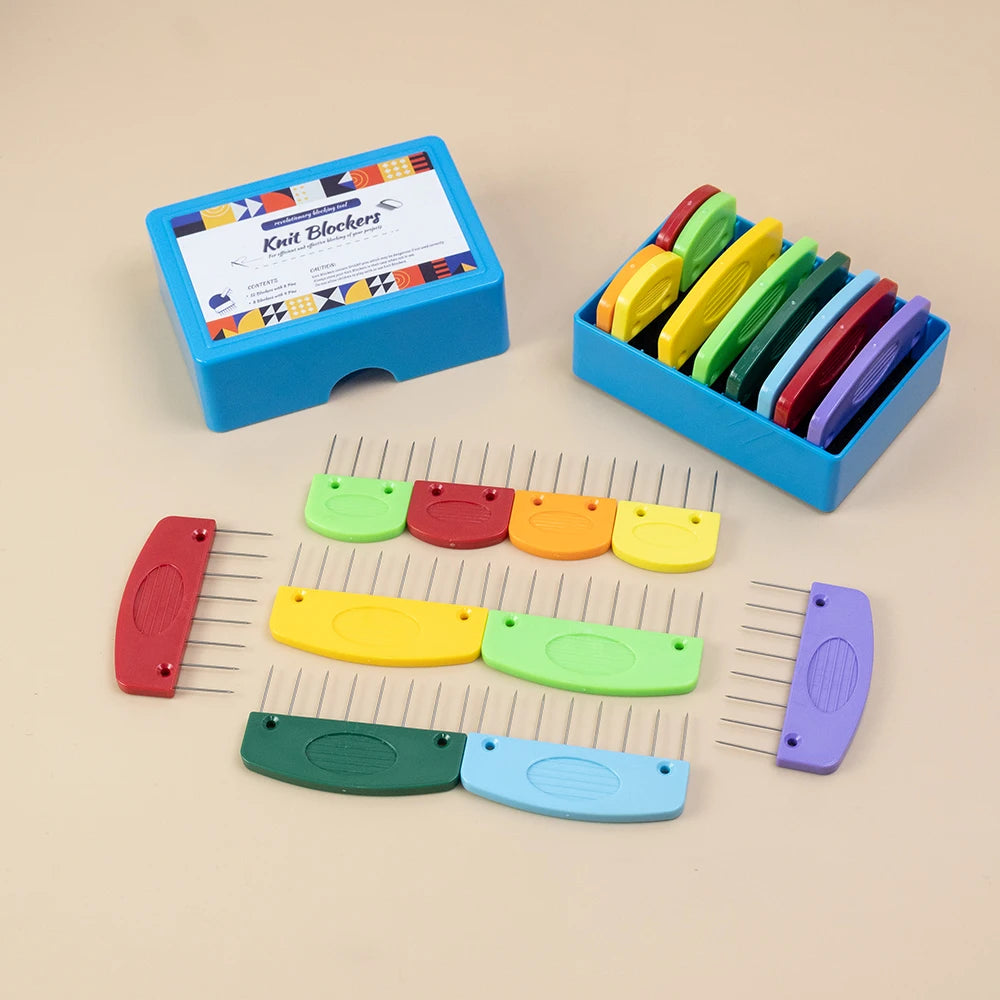 20-teiliges Edelstahl Strickblocker Set mit Kämmen und Nadeln für Stricken