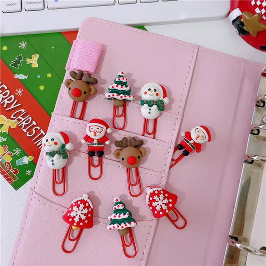 5 Stück Weihnachtliche Büroklammern Set Harz Design Deko Geschenk