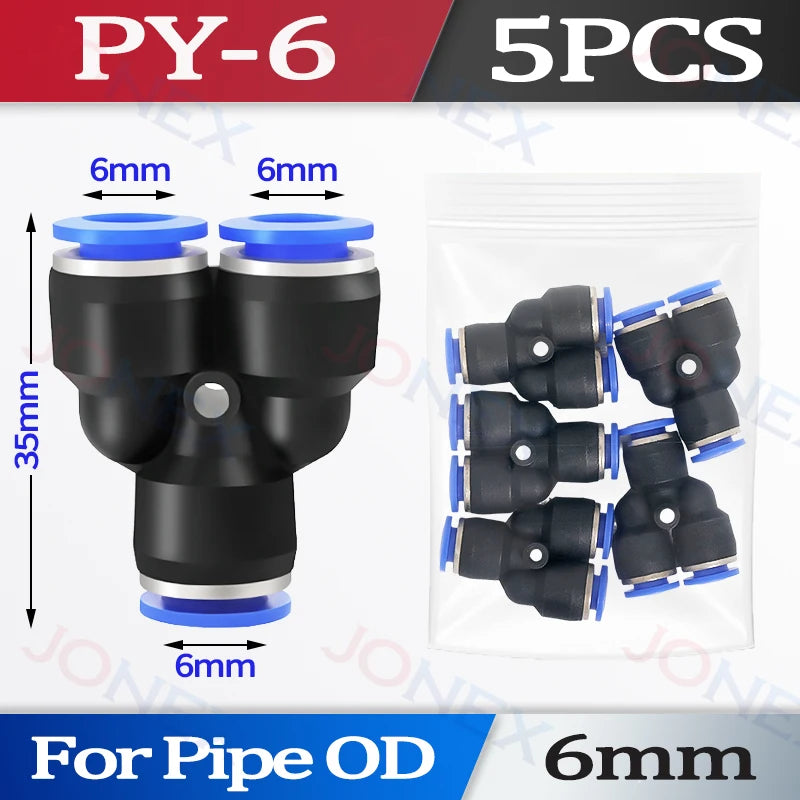 5er Set Pneumatische Schnellkupplung 4-10mm Push-in Verbindung für Luft