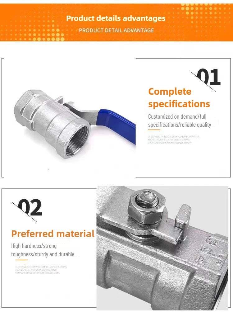 Robuste Edelstahlkugel für Ventile mit Vinylgriff und BSP-Gewinde