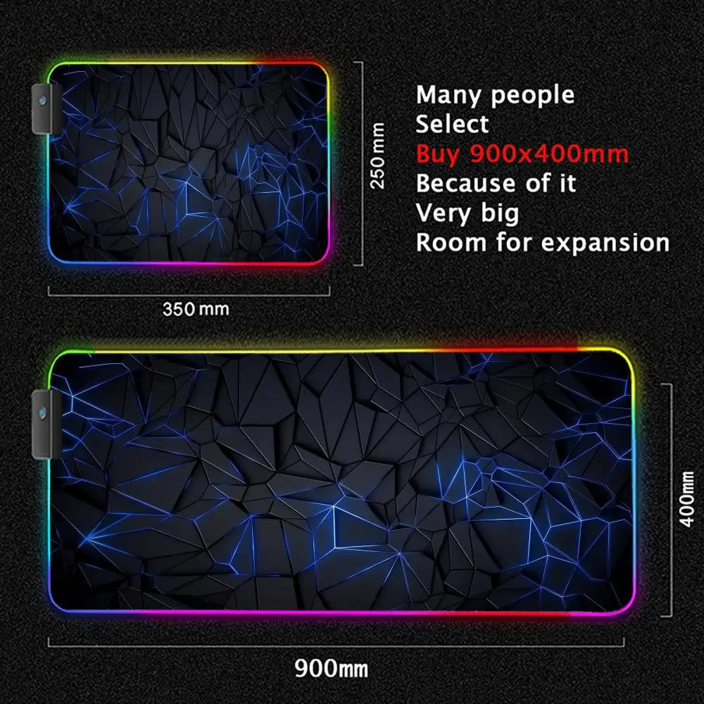 XXL Gaming Mauspad Geometrisches Design mit RGB LED Beleuchtung