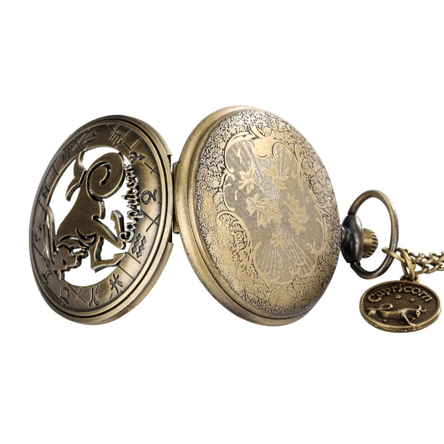 Quarz Taschenuhr Krebs Zeichen mit Krabben Halskette Vintage Stil