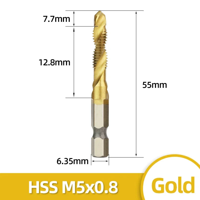 HSS Titan Überzogene Gewindebohrer Set M3-M10 mit Senker und Entgrater
