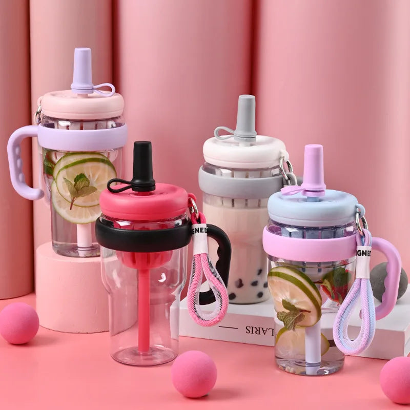 16,3oz Bunte Kunststoff Trinkflasche mit Tee Infuser und Stroh für Outdoor