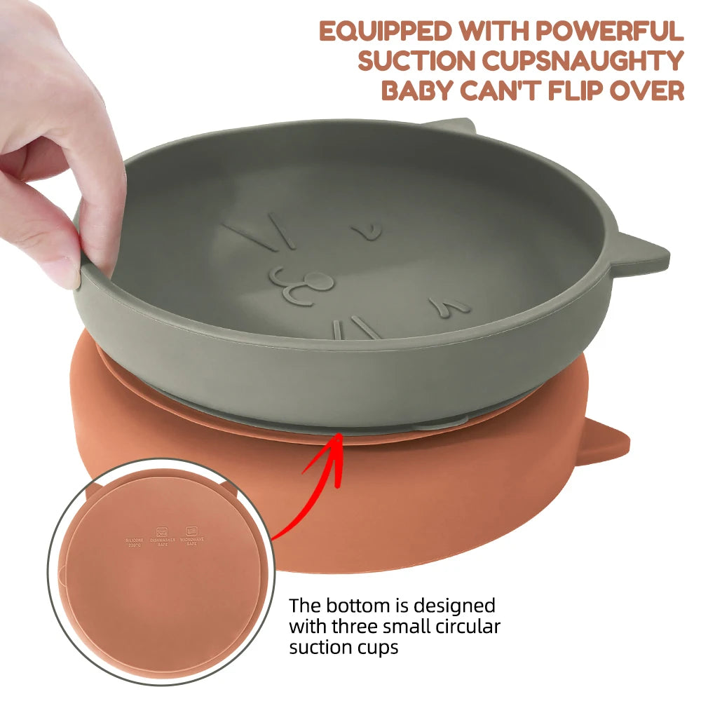 Silikon Baby Teller Saugplatte Katze Form BPA frei kindgerechtes Geschirr