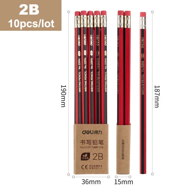 Präzises Schreiben - Zeichnen: 10/20/30-teiliges Holzbleistift-Set HB - 2B mit Radiergummi