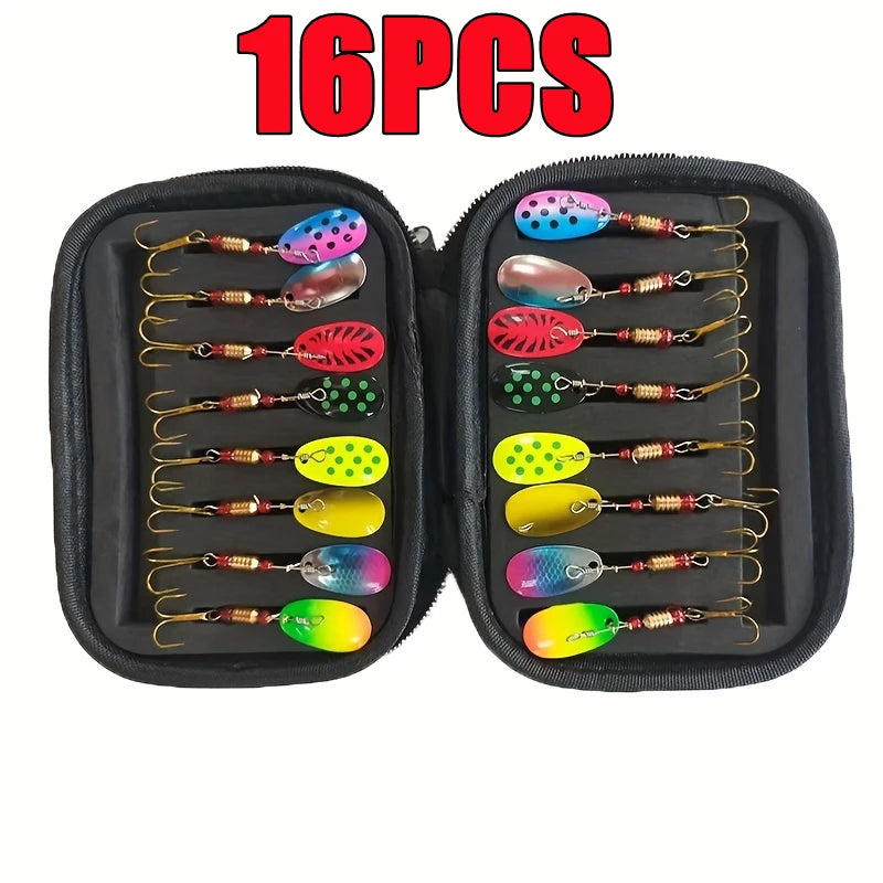 Vielseitiges 16-teilige Metall Löffel Spinner Köder Set mit Haken für Angler