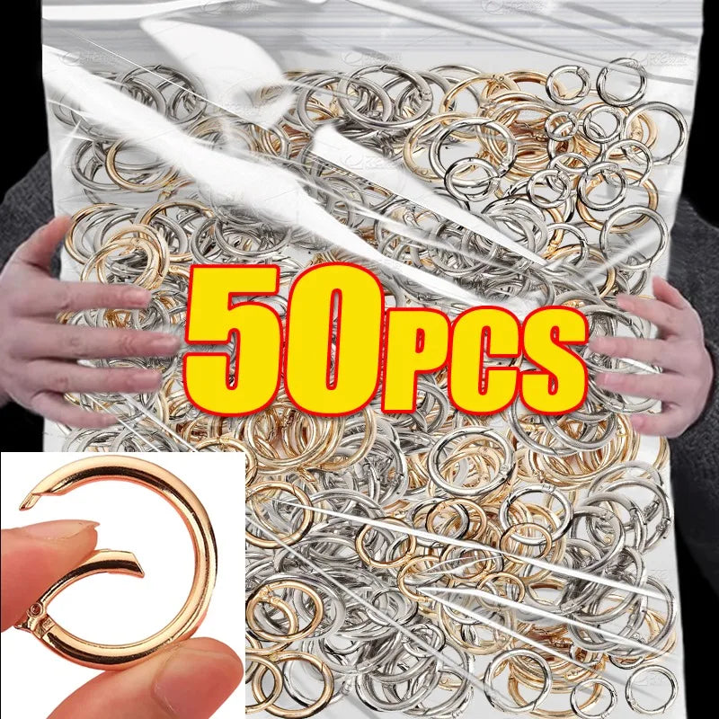 10/50 Stück Metall O-Ring Federverschlüsse runde Karabiner für Schmuck