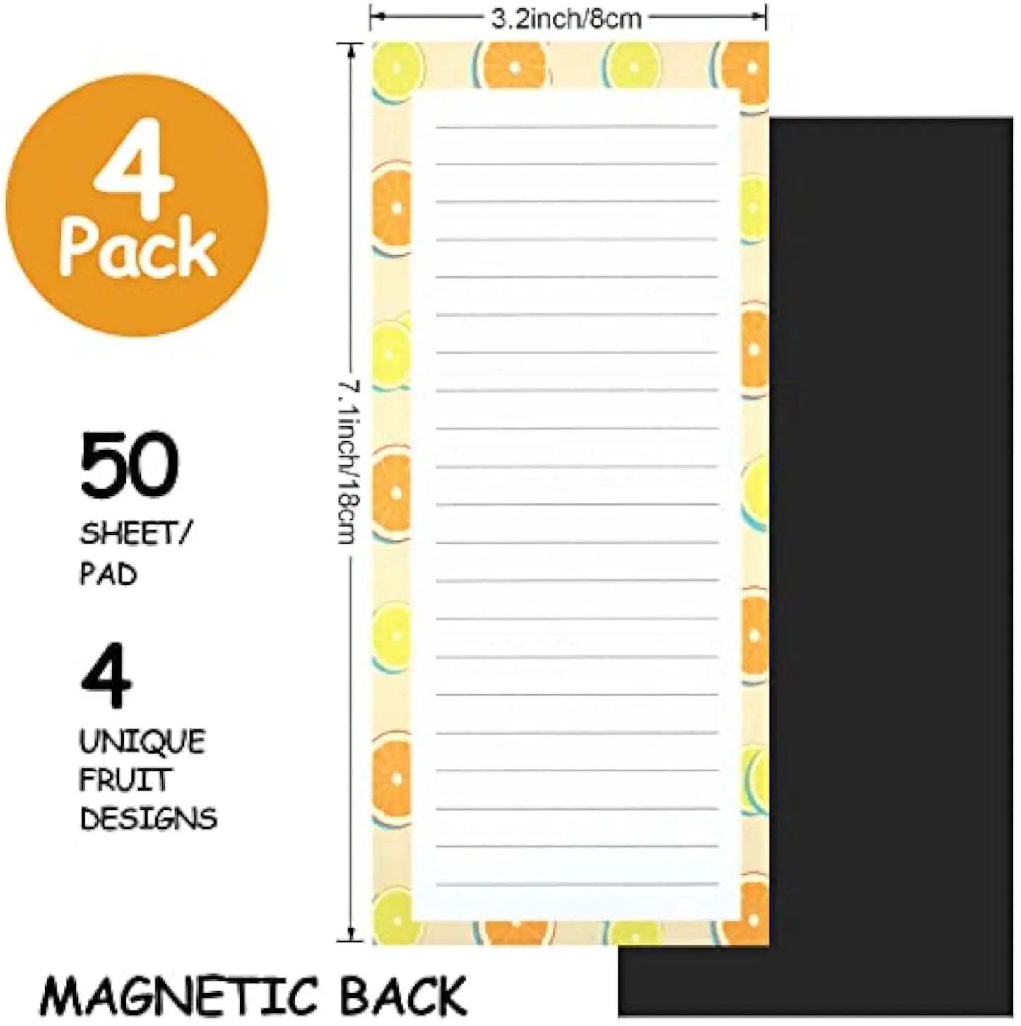 Magnetischer zerreißbarer Notizblock 200 Blätter mit Fruchtdesign