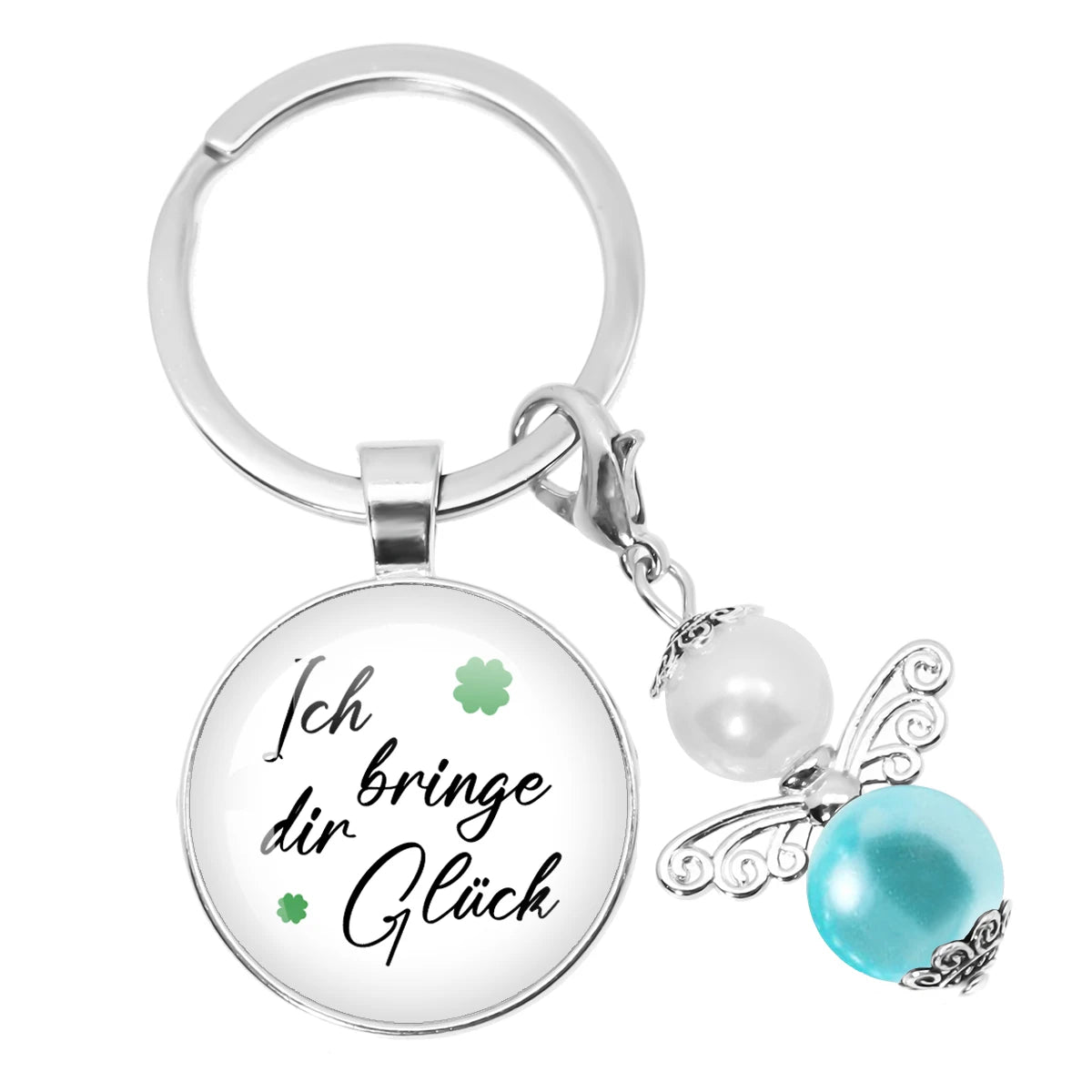 Glücksbringer Schlüsselanhänger mit vierblättrigem Kleeblatt Design