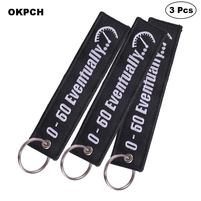 3-teiliges Schlüsselanhänger Set Bestickte Metallanhänger für Autos Motorräder