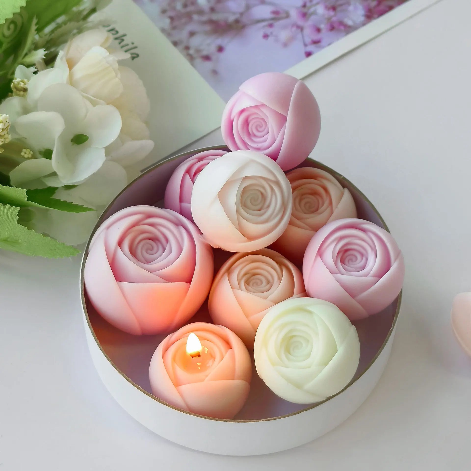 3D Rose Ball Silikonform für Kerzen, Eiswürfel, Seife und Kuchen-Yabubest - Home & More