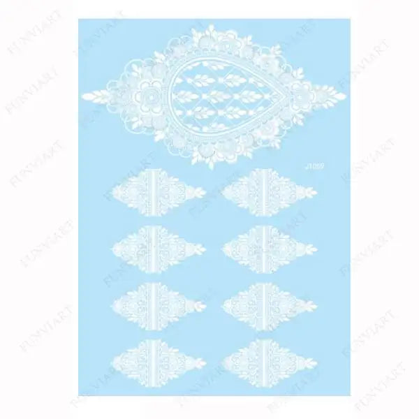 Weiße Henna Temporäre Tattoos für Frauen Hand Mehndi Party Körperkunst