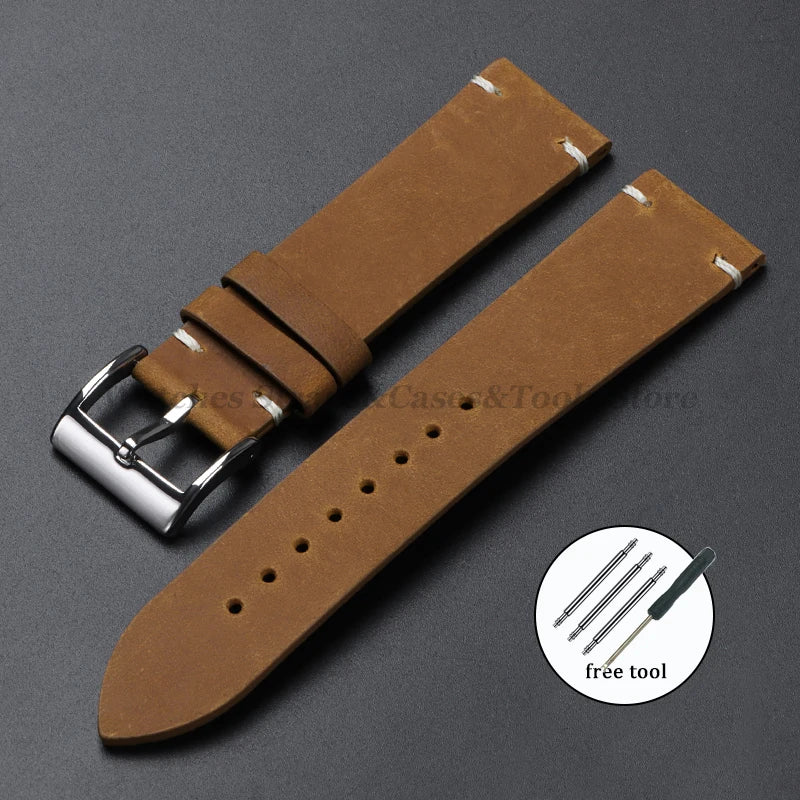 Hochwertiges Leder Uhrenarmband Braun Vintage für Uhren 18-22mm