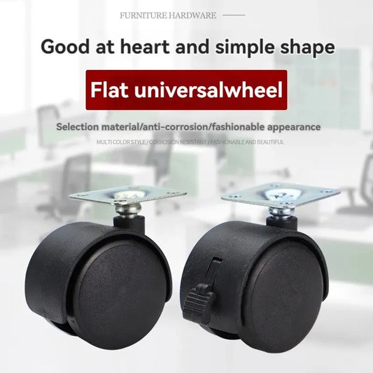 4er Set 1,5 Zoll Möbelrollen 360° drehbar, schwarz, Kunststoff - Edelstahl