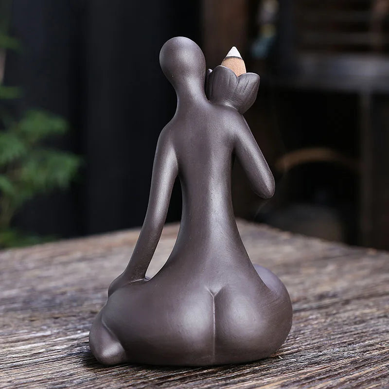 Lila Ton Rückfluss Weihrauchbrenner mit Wasserfall Effekt