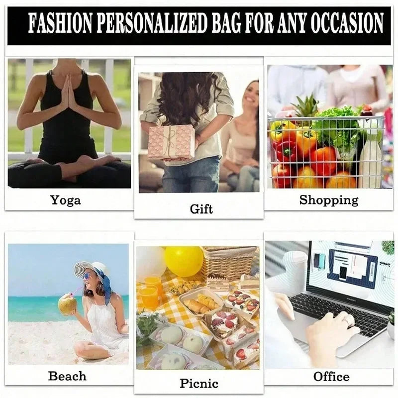 Faltbare Leinwand Einkaufstasche mit Cartoon Druck, wiederverwendbar