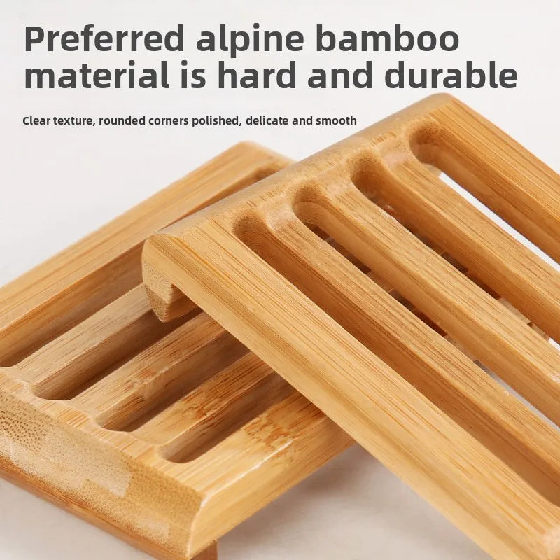 Tragbare Holz Bambus Seifenschale Seifenhalter Bad Zubehör