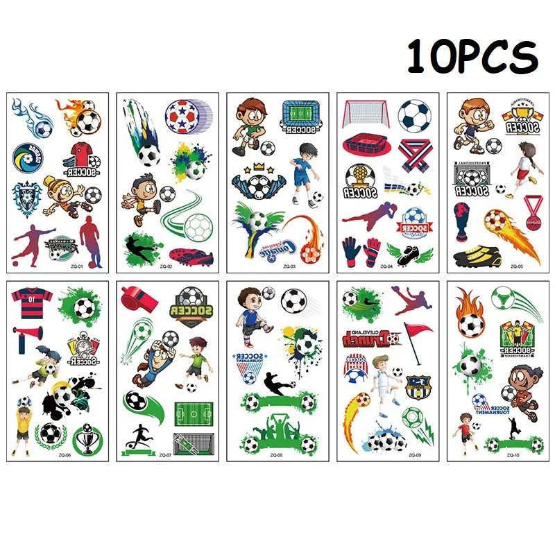 Temporäre Fußball Tattoos Set mit 10 wasserdichten Aufklebern