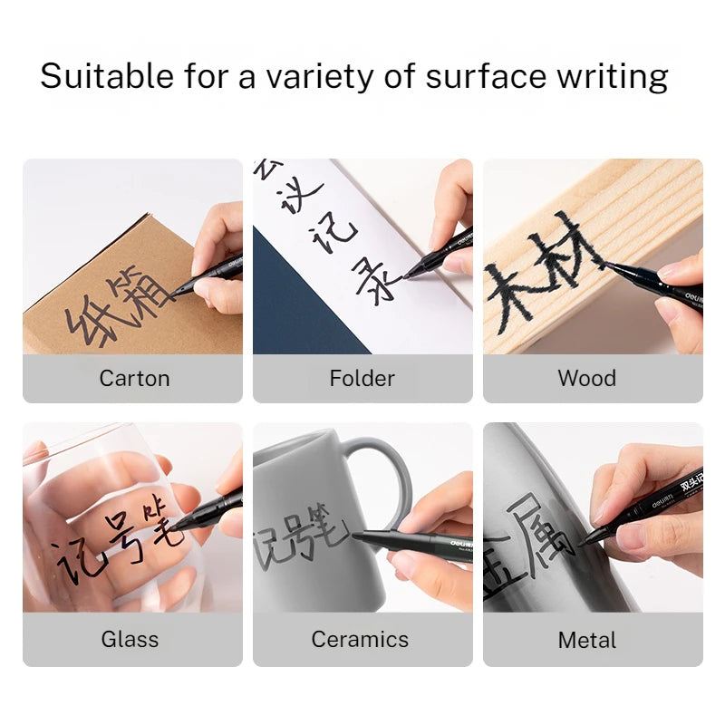 Doppelseitiges ölbasiertes Marker Set 12 Farben feine dicke Spitze