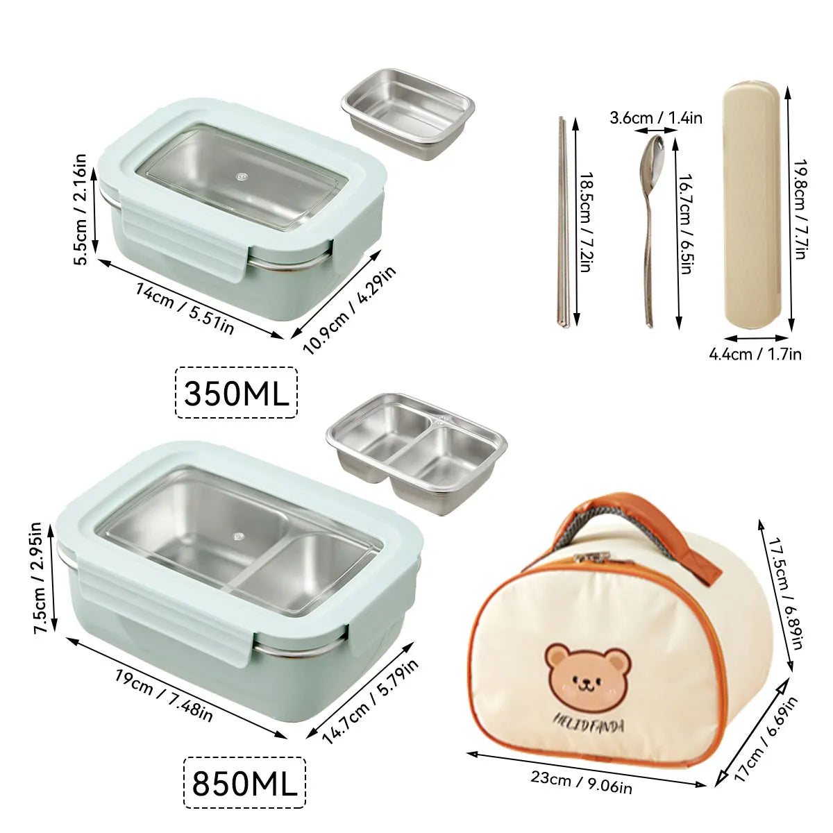 304 Edelstahl Geteilte Lunchbox – Mikrowelle, Dicht, für Schule & Büro