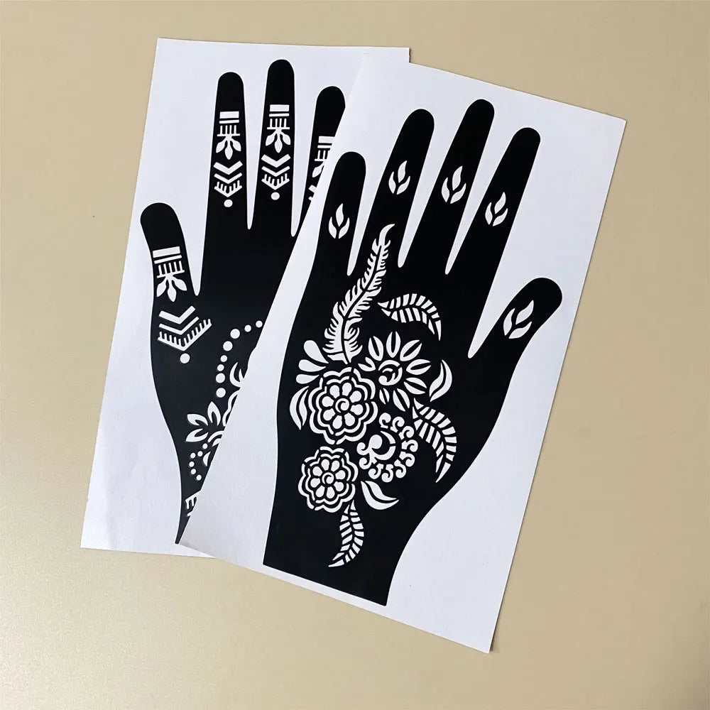 Wiederverwendbare Henna Tattoo Schablonen Blume für Hand und Finger