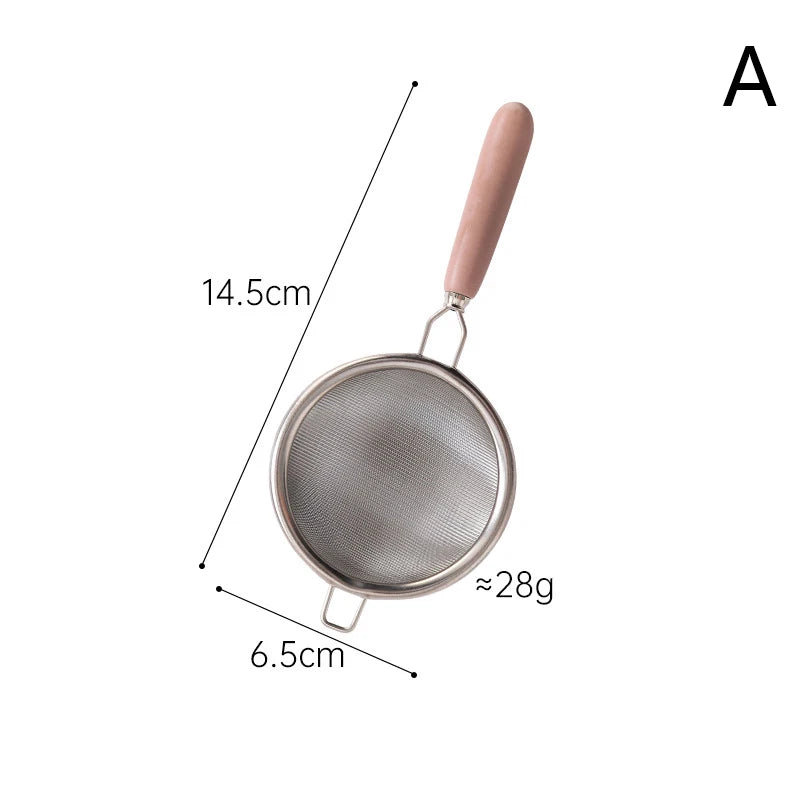 Edelstahl Teesieb mit langem Holzgriff Wiederverwendbarer Tee Filter