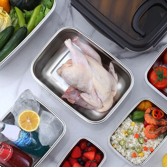 304 Edelstahl Bento Box – Lebensmittelbehälter für Kühlschrank & Outdoor (7 Größen)