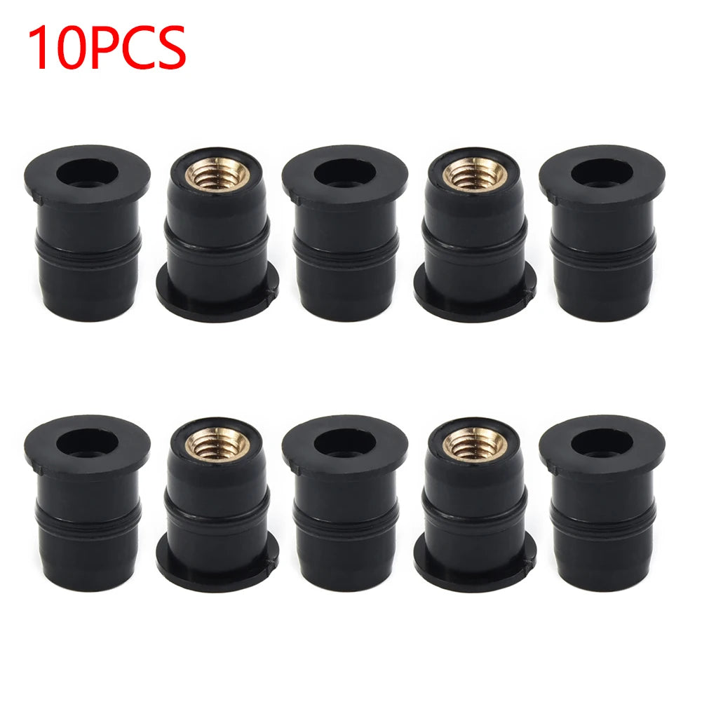 10er Set M5 5mm Gummi Muttern für Motorrad Windschutzscheiben Befestigung