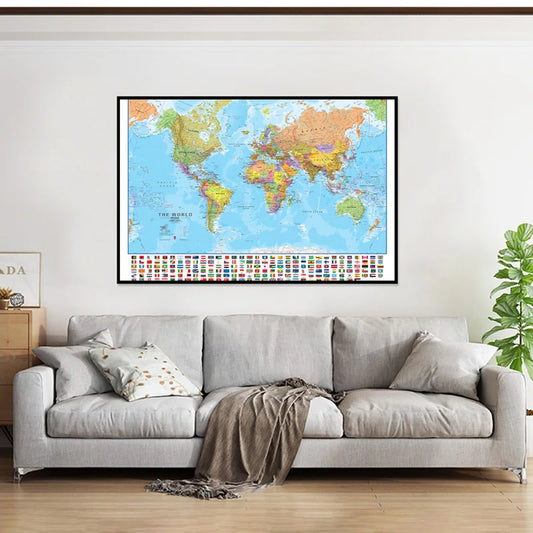 Lehrreiche Weltkarte als Wanddekoration und Lernhilfe
