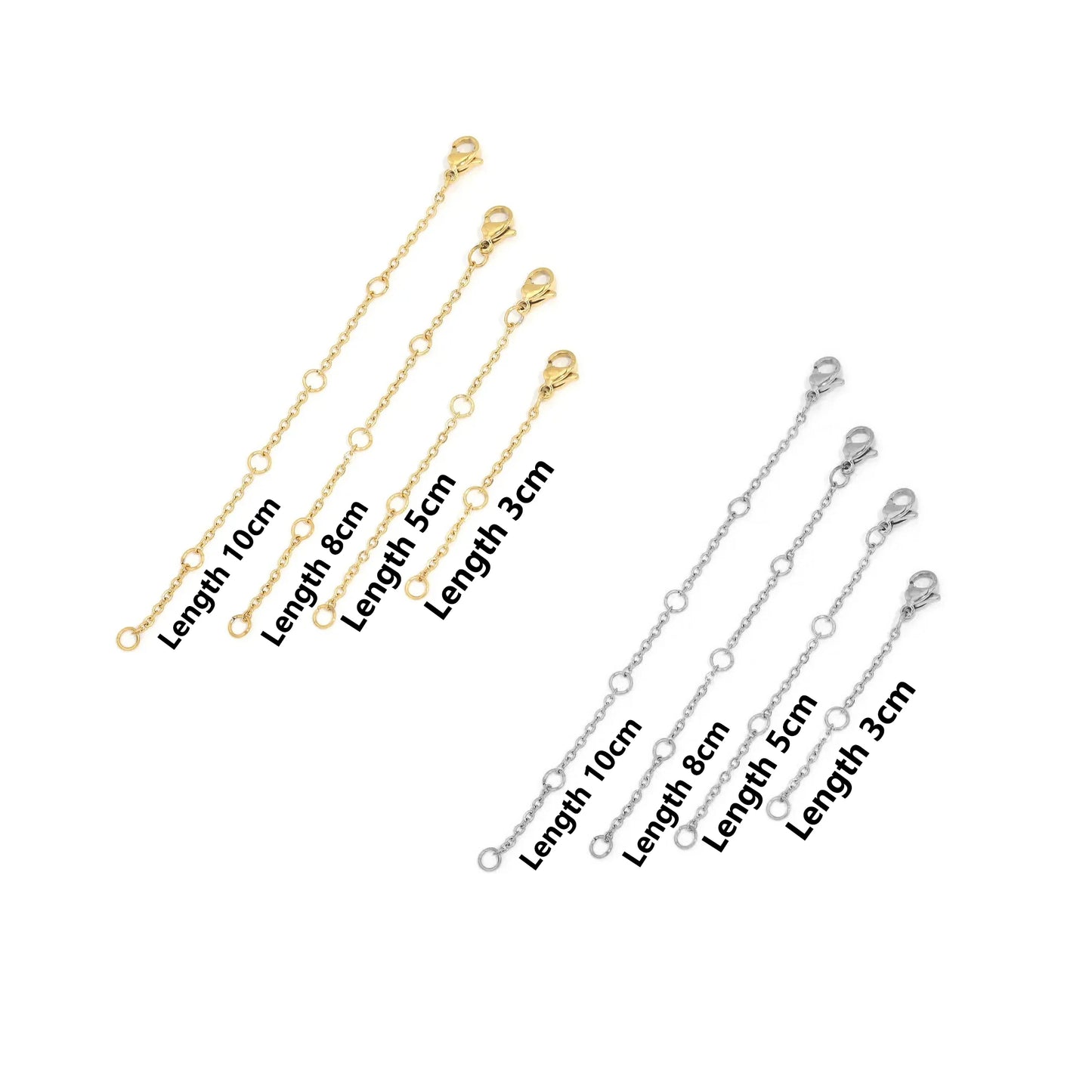10 Stück Edelstahl Verlängerungsketten Karabinerverschlüsse Schmuckzubehör