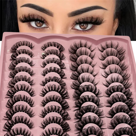 Natürliches Volumen: 20 Paar 3D-Falsche Wimpern aus sanftem synthetischem Haar