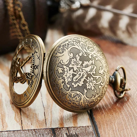 Retro Taschenuhr mit Sternbildern - Elegantes Design - Quarzuhrwerk - Unisex