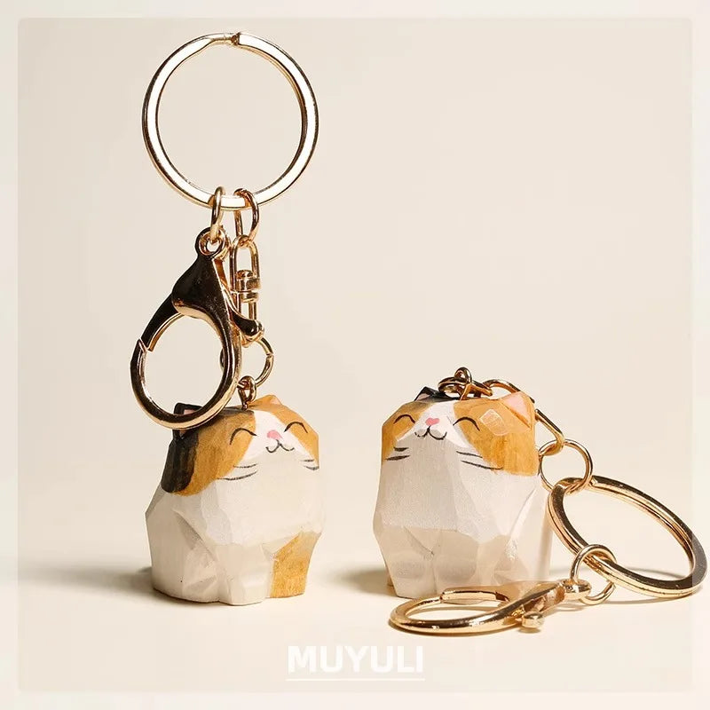 Handgeschnitzte Holz Katze Figur – Dekoration für Regal & Schreibtisch