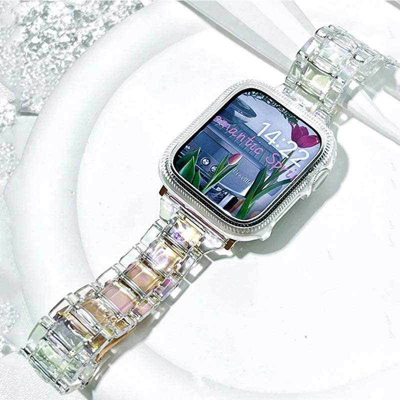 Laser-transparentes Acrylarmband mit Faltschließe für Smartwatches