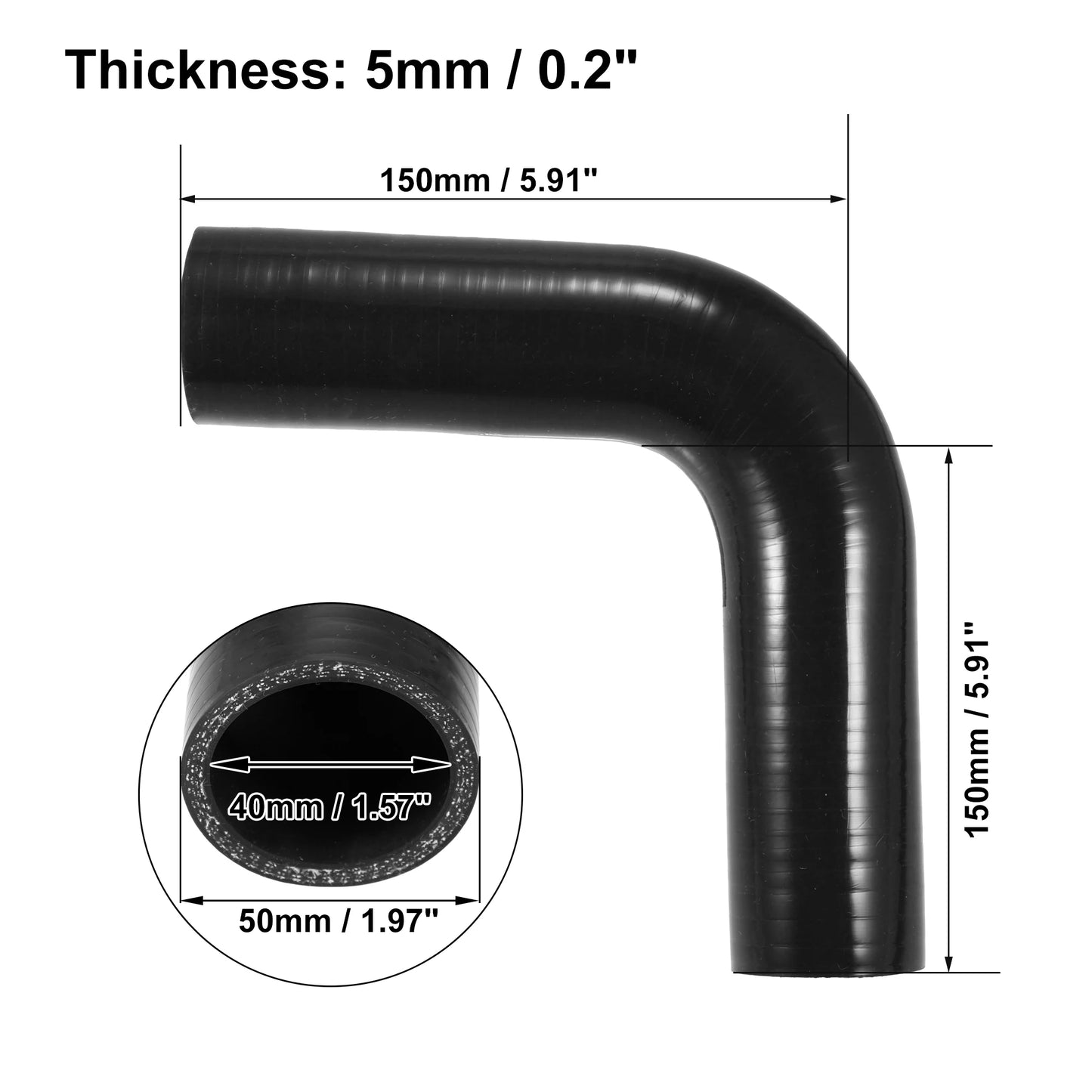 90 Grad Winkel Silikon Schlauchkupplung für Ladeluftkühler 150x150 mm
