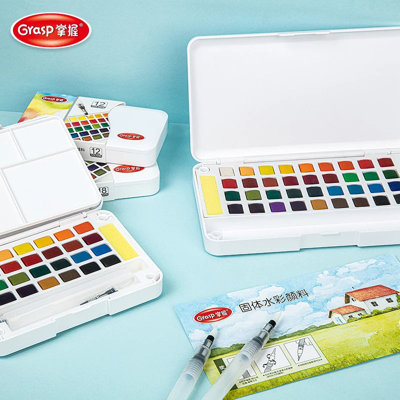 Aquarellfarben Set 12/24/36/48 Farben mit Wasserpinsel für Künstler